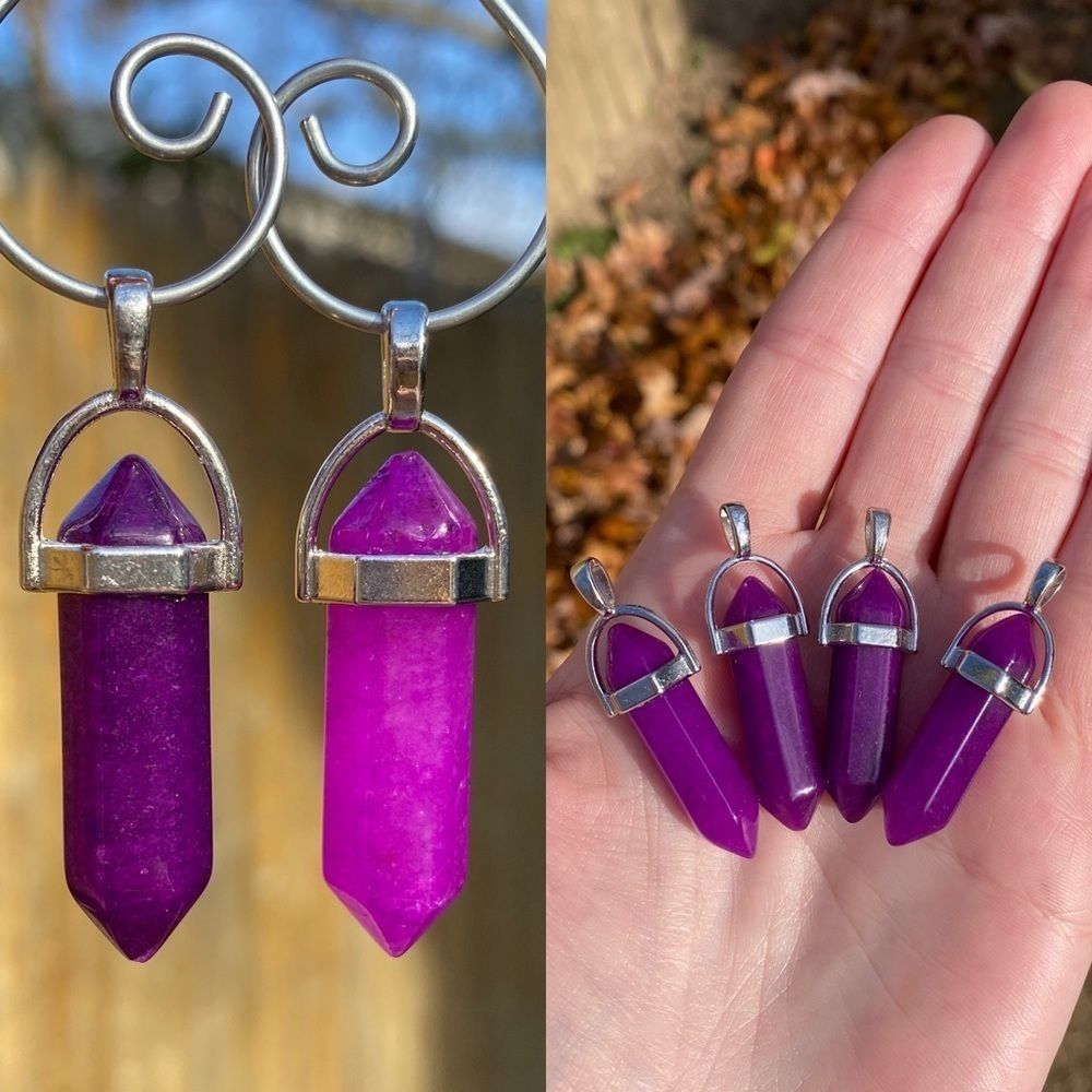 One Dark Purple Quartz Crystal Pendant